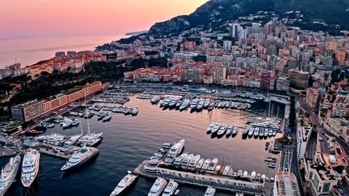 Boats Docked In The Bay Aerial
