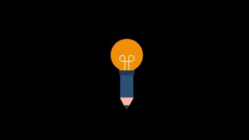 Animated Pencil Transforms into a Lightbulb Idea Icon