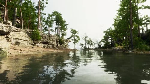 Tranquil Mountain Haven with a Glistening Lake and Fragrant Pine Trees