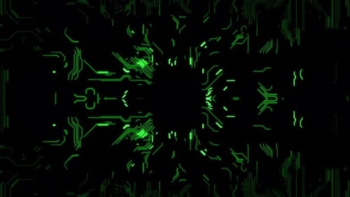 Futuristic Digital Circuit Board Expanding Animation