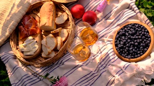 Gourmet Picnic Still Life in Golden Hour