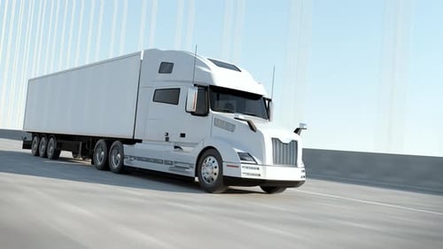 Semi Truck Driving on Highway During the Day