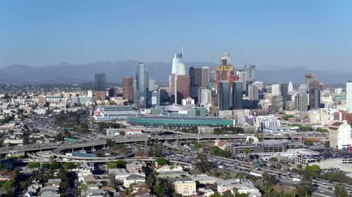 Los Angeles, California / USA - July 16, 2017: Downtown LA Skyline