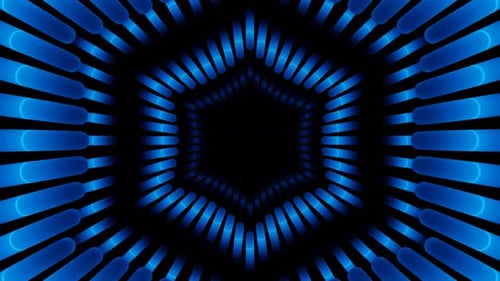 Blinking Blue Neon Hexagon Tunnel Vj Loop Animation Background