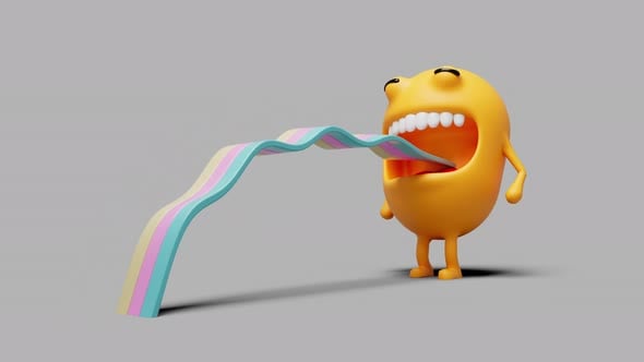 Abstract character burping a rainbow. Allegory ha a child's mood ...