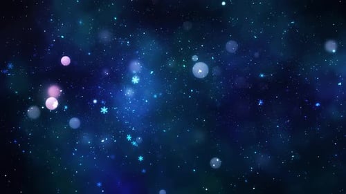 Sparkling Winter Snowflakes and Bokeh Lights Background Animation