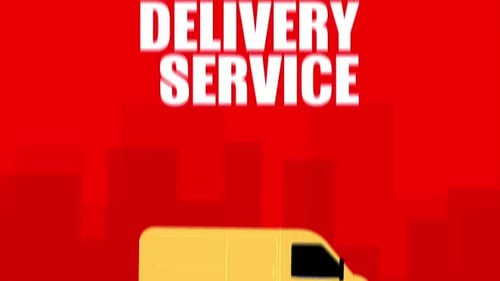 Flat Design Delivery Service Van Driving Animation
