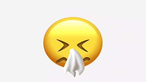 Animated Sneezing Emoji with Tissue Illustration