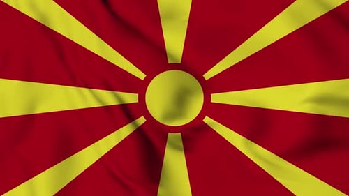 Realistic Waving Flag of North Macedonia Seamless Loop