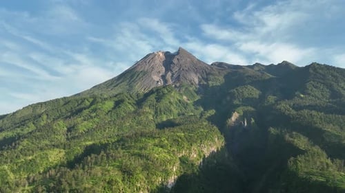 Aerial View of Mount Merapi in the Morning