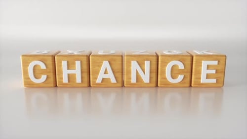 CHANGE TO CHANCE on wooden square block.Flipping one letter horizontal composition.Positive life
