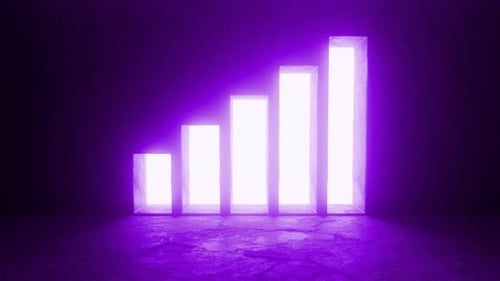 Growing Purple Bars Data Visualization with Glowing Effect