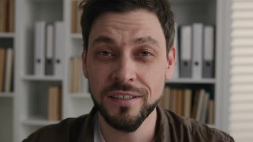 Webcam View Caucasian Man Internet Teacher Tutor Male Businessman Guy Talk Web Chat Talk to Computer