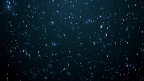 Binary Code Data Flow on Dark Blue Digital Background Loop