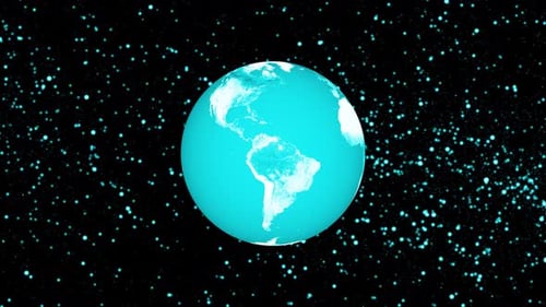 Animation de la sphère de la planète Terre vue de l'espace. Le globe numérique tourne. 1235