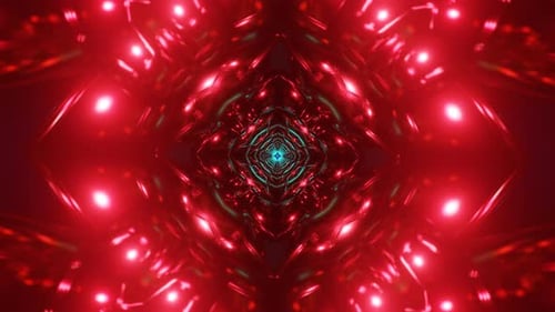 Futuristic VJ Loop With Rotating Neon Geometry And Light Effects