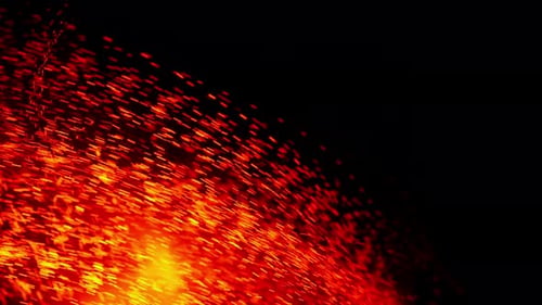 Abstract Red Particles Glowing on Black Background
