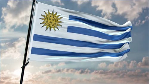 Realistic Waving Uruguay Flag Seamless Loop