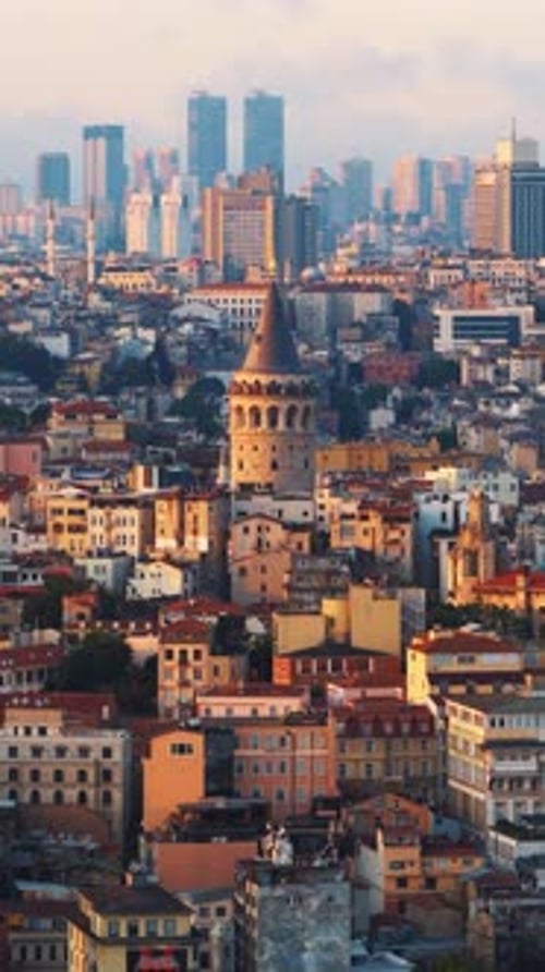 Galata Tower and Istanbul's skyline at sunrise