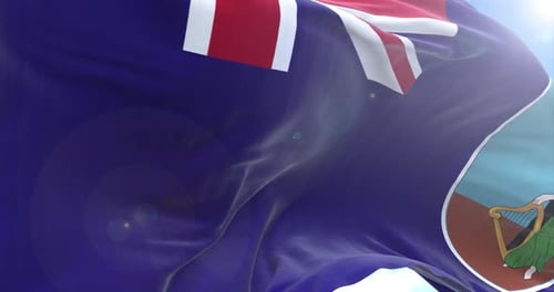 Montserrat Flag Waving Realistic Loop Animation