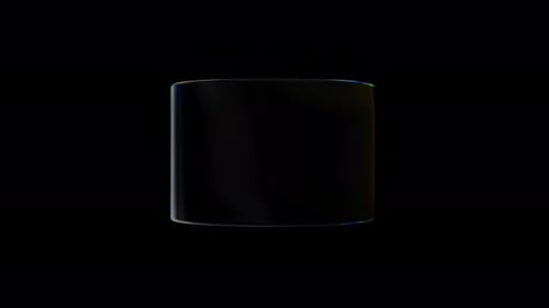 Cilindro brillante giratorio transparente en 3D con efecto de dispersión, colores del arcoíris, vidrio reflectante 3D