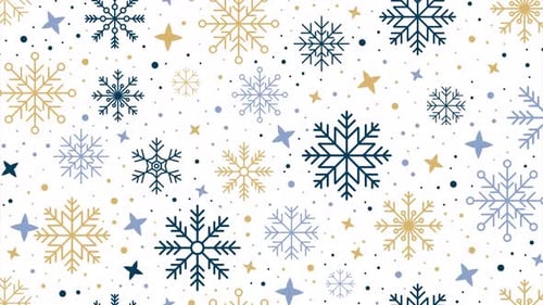 Winter background with animated snowflakes. Pattern with snowflakes. Winter snow background.