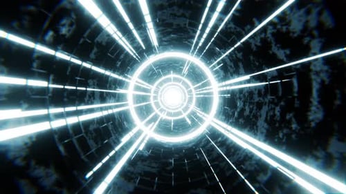 Futuristic circular tunnel background. Flying through abstract round tunnel