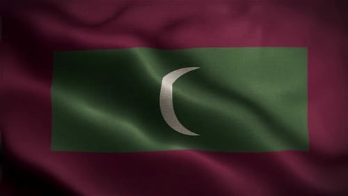 National Flag of Maldives Realistic Waving Animation