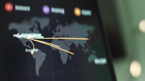 Weltkarte Cyberbedrohungen Ausgehende Cyberangriffe in Echtzeit aus den USA