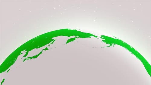 Rotating 3D Earth Globe with Green Continents and White Background