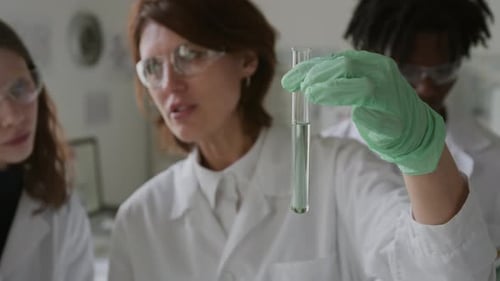 Scientists Working in a Laboratory with Test Tube