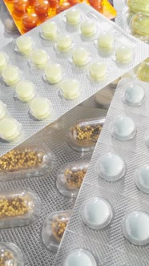 Close Up of Various Medication Blister Packs
