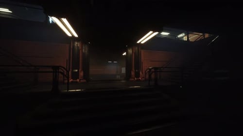 Empty Corridor with Reflective Wall