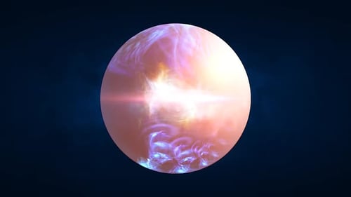 Abstrakte Kugelkugel, Planet, irisierende Energie. Video 4k, 60 Bilder pro Sekunde