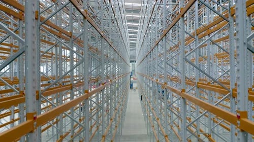 Newly Constructed Warehouse Interior Racking System Flythrough