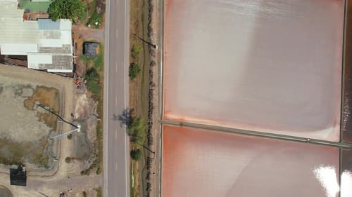 Aerial Drone Video of Colourful Salt Flats Textures in Phetchaburi Thailand