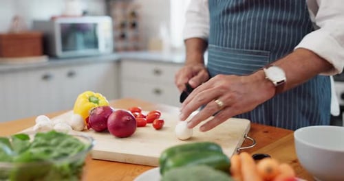 Adult Preparing Vegetables in Home Kitchen