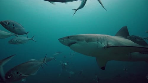 Great White Shark Carcharodon carcharias Neptune Islands South Australia 4k slow motion 50fps