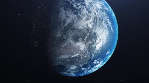 Realistic 3D Earth Rotation in Space with City Lights