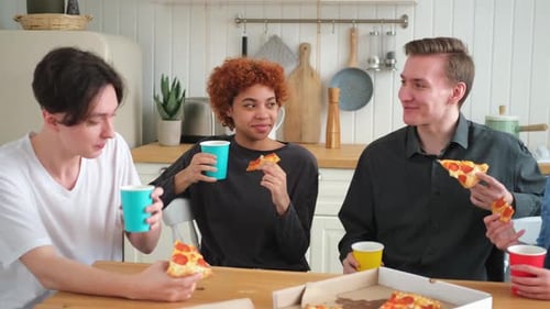Home Party Friends Spending Time Together Having Fun Laughing Communicating at Home Happy Diverse