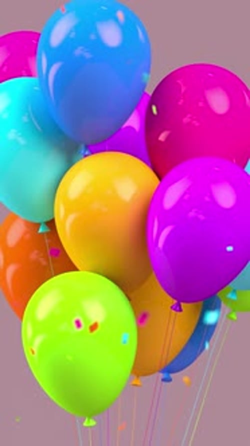 Colorful Balloons and Confetti Celebration Animation