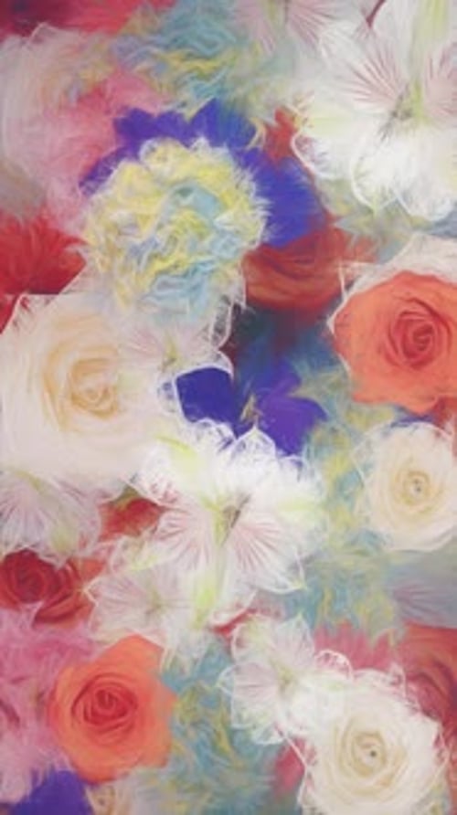 Artistic Flowing Painted Flowers Vertical Background