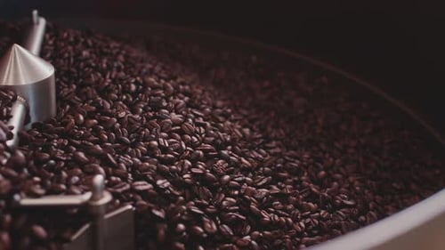 Coffee Beans Roasting in Industrial Machine