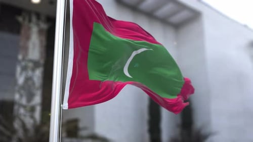 National Flag of Maldives Waving in Realistic Animation
