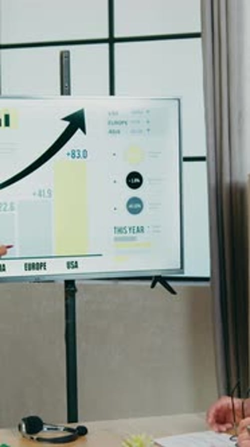 Business People Discussing Data Shown on Display