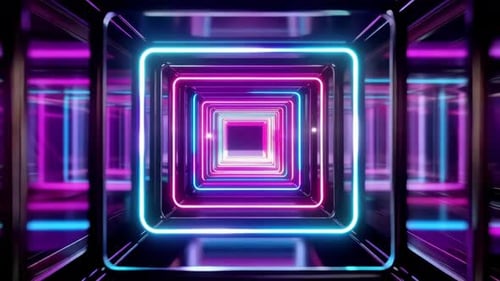 Cyberpunk Neon Light Corridor Abstract Motion