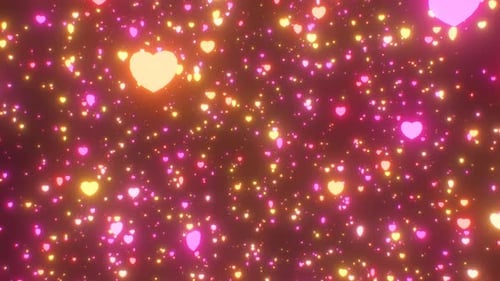 Romantic Neon Heart Particle Loop Background