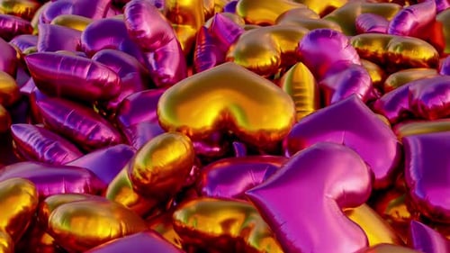 Fluid Gold and Pink Metallic Heart Balloons Celebration Background