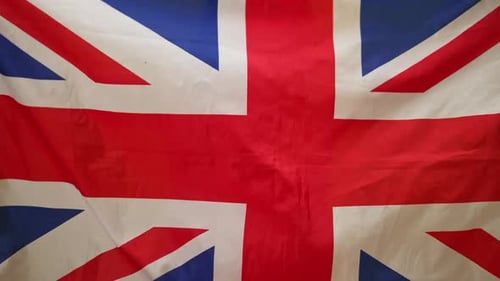 Closeup Union Jack British Flag Shaking in Slow Motion
