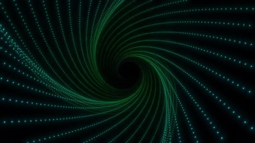 Animation Of Colorful Particle Triangle Tunnel, 3d Digital High Tech Particle Tunnel, Flying Through